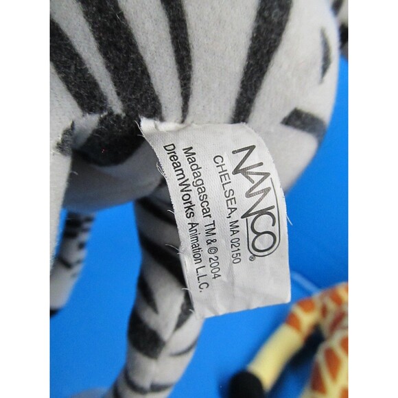 Madagascar Lot of 2 Melman Giraffe 14" & Marty Zebra 10" Plush Stuffed Animal - Picture 5 of 15